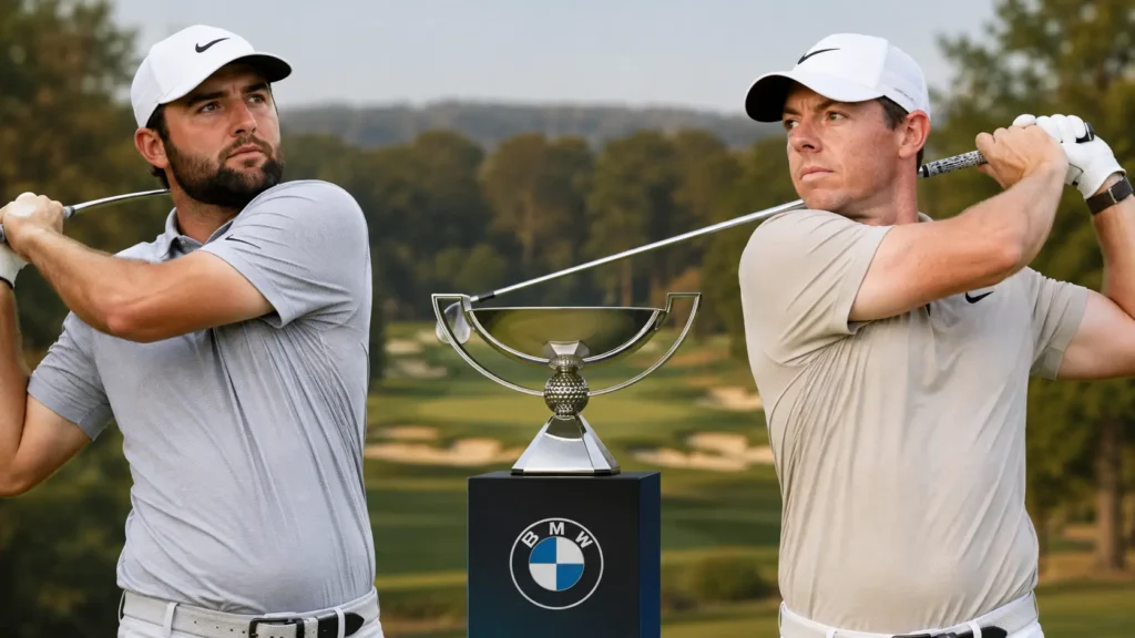 Scottie Scheffler vs Rory McIlroy competing at the BMW Championship