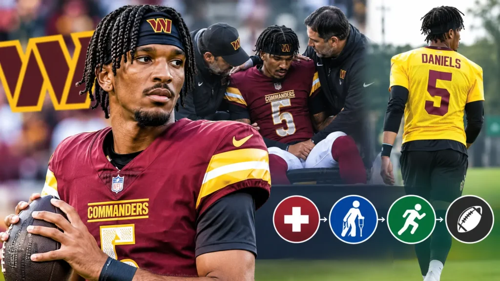 Jayden Daniels Injury Update – Washington Commanders QB dislocated elbow on the field