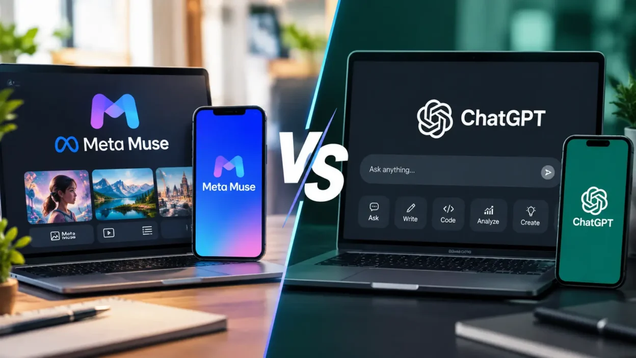 Meta Muse vs ChatGPT comparison showing key differences in AI features