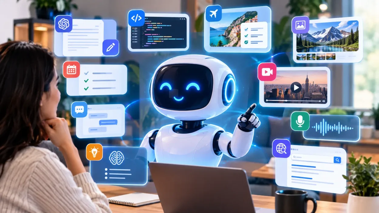 AI Assistants in 2026 showing ChatGPT, Gemini, and Claude capabilities