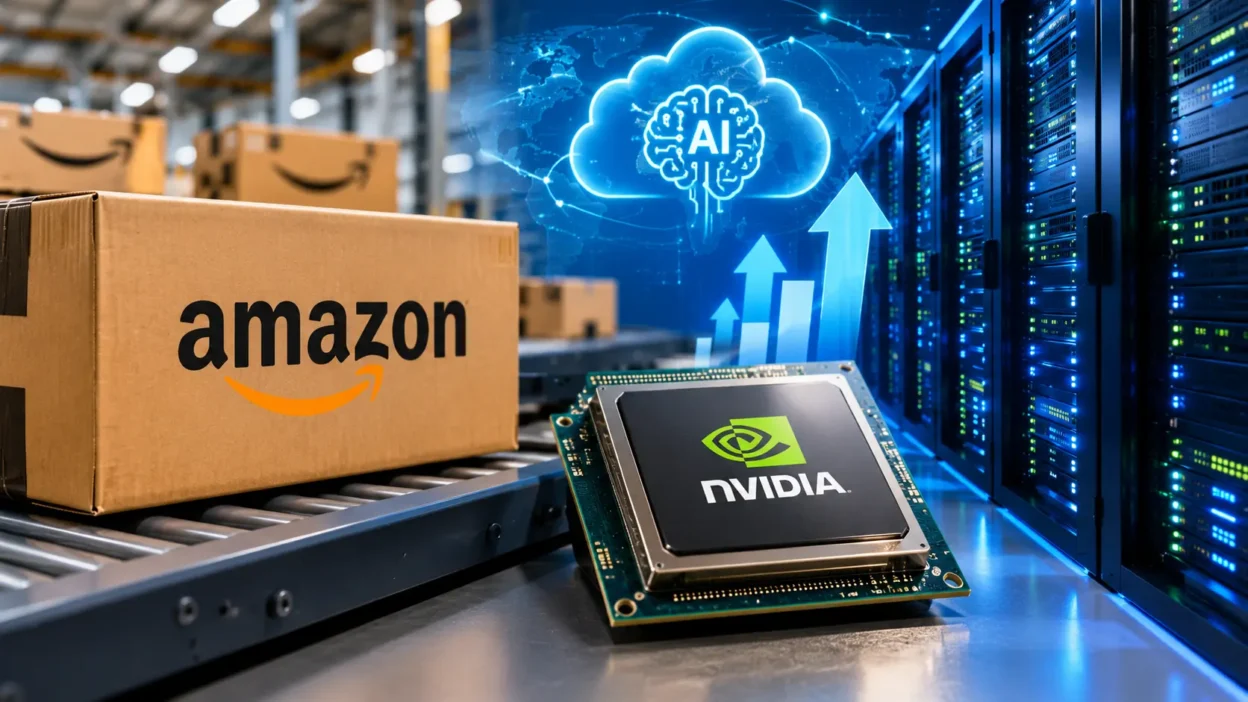 Diagram showing Amazon's $8 billion Nvidia AI chip deal and SPV financing structure