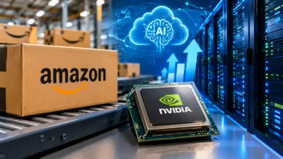 Diagram showing Amazon's $8 billion Nvidia AI chip deal and SPV financing structure